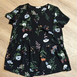 Pleione Black Floral Blouse
